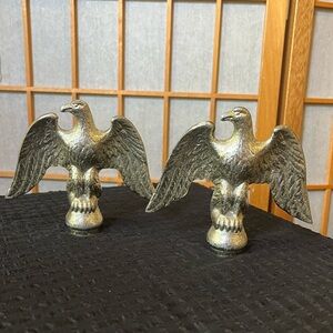 Vintage Flag Zone bald eagle flag finials brass? 2 count 5"